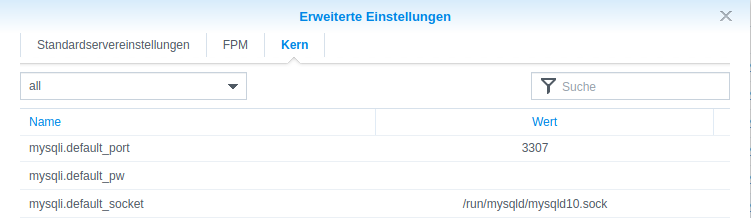 Synology Erweiterte Einstellungen