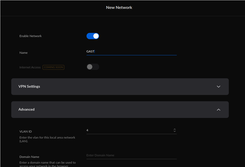 Unifi New Network