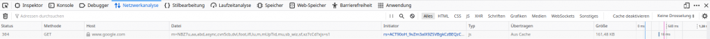 Web Entwickler Firefox Netzwerkanalyse