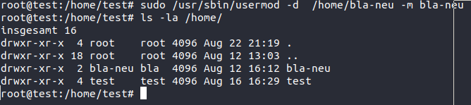 usermod -d /home/NEUERNAME -m NEUERNAME